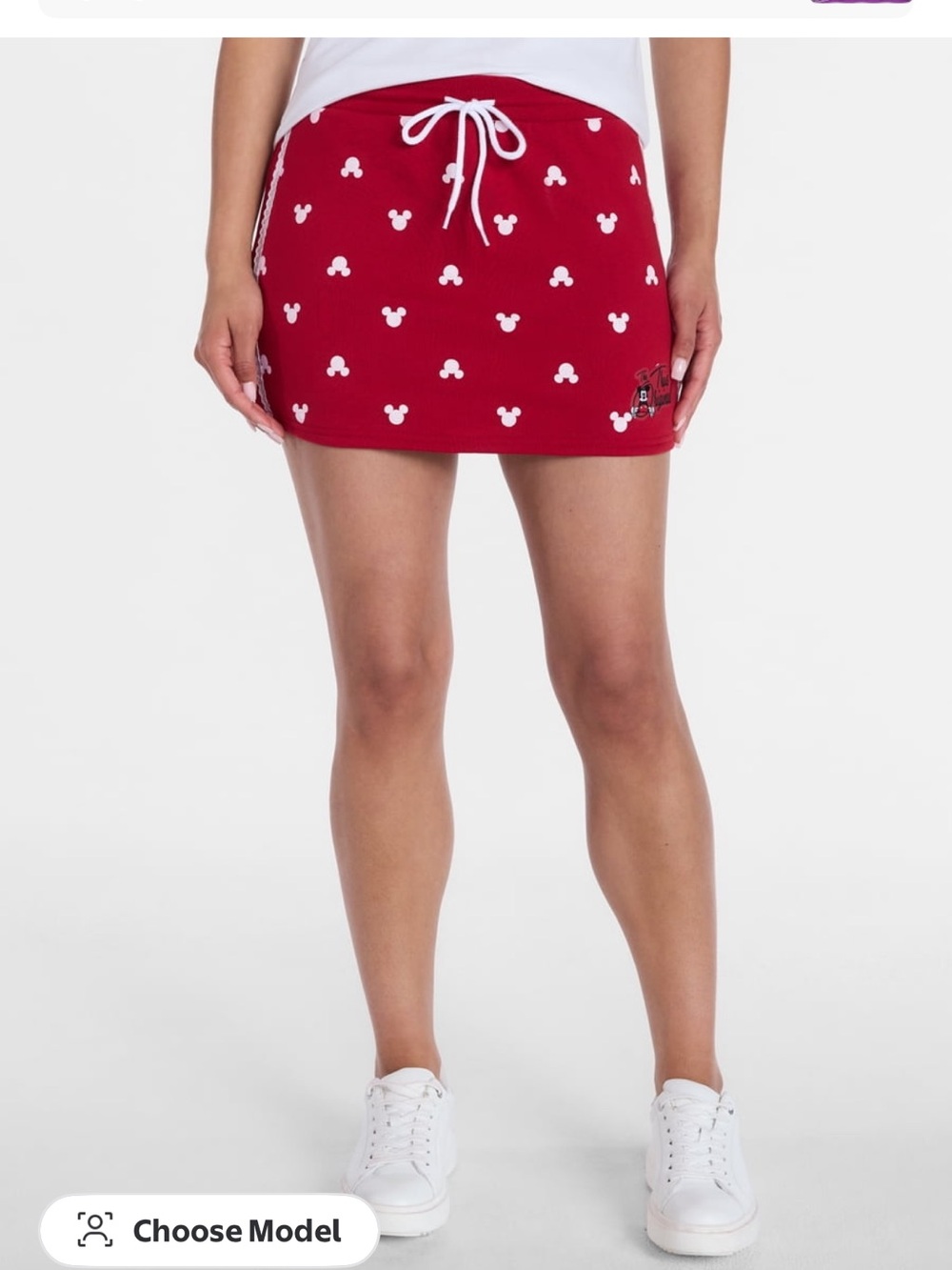 Red Mickey Print Drawstring Mini Skort XS